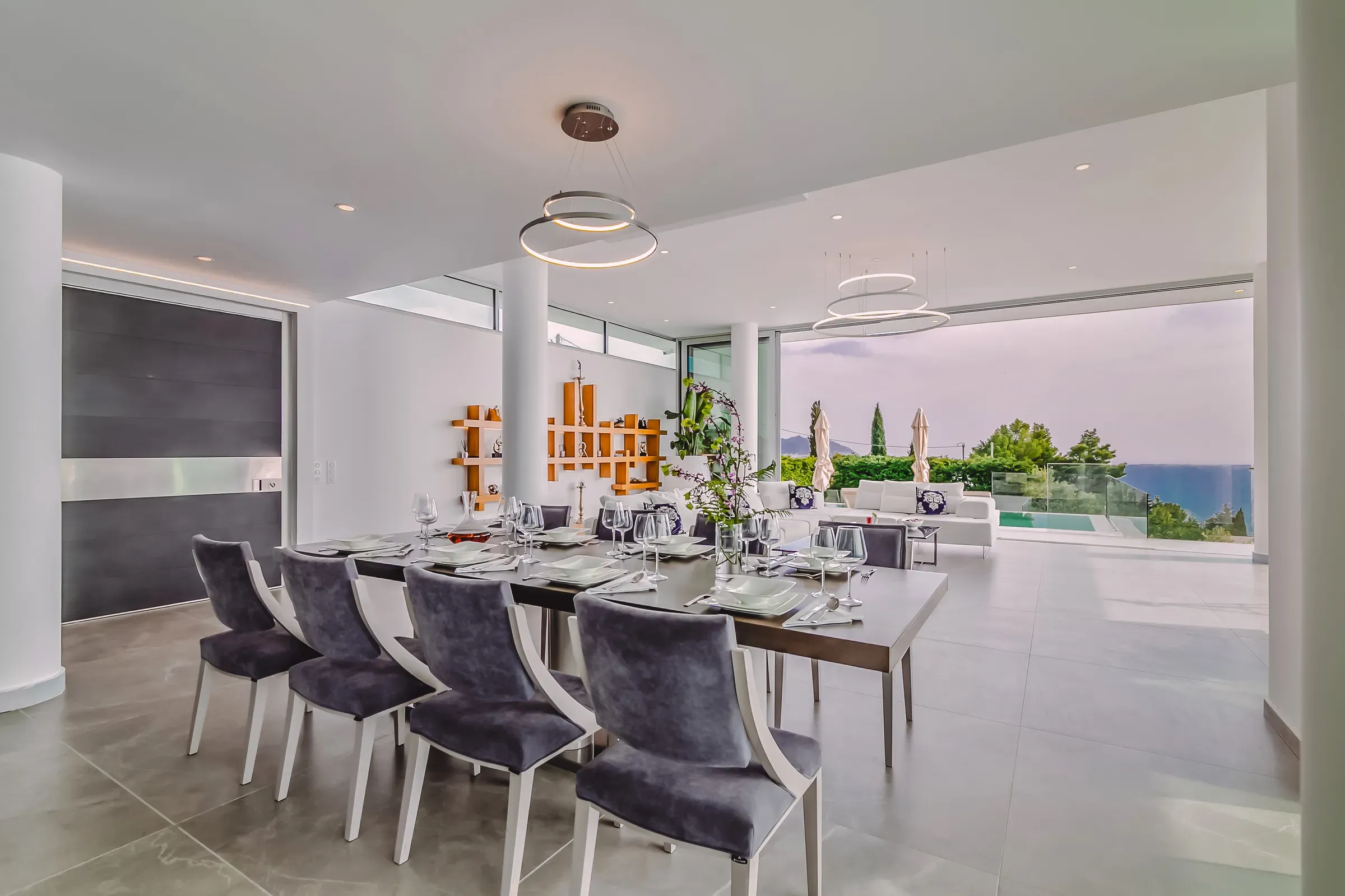 Open-plan dining and living area