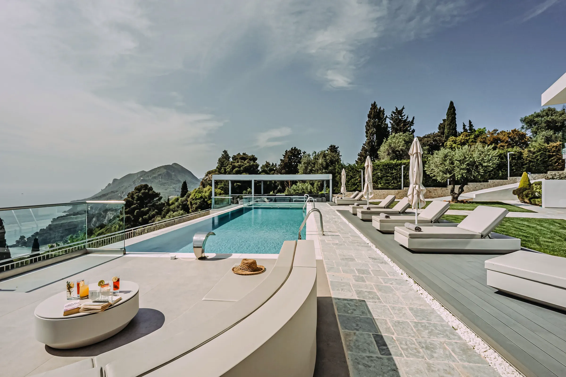 Sun loungers on the pool terrace